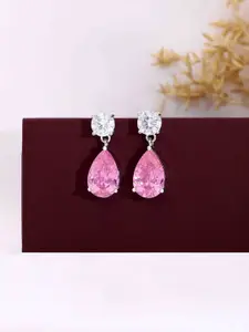 KAI JEWEL Rhodium-Plated 92.5 Sterling Silver Cubic Zirconia Drop Earrings