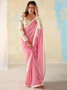 Anouk Embroidered Sequinned Striped Saree