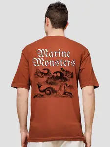 ADRO Men Printed V-Neck Raw Edge T-shirt