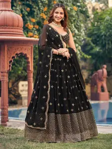 KALINI Embroidered Sequinned Ready to Wear Lehenga & Semi-Stitched Blouse With Dupatta