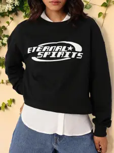 DressBerry Printed Cotton Terry Relaxed Fit Sweatshirt