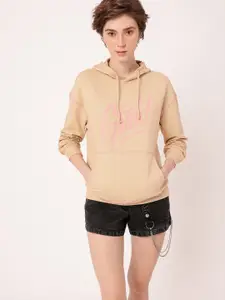 DressBerry Printed Hooded Cotton Terry Relaxed Fit Sweatshirt