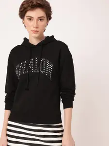DressBerry Studded Hooded Cotton Terry Relaxed Fit Sweatshirt