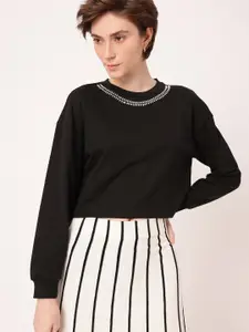 DressBerry Embellished Cotton Terry Relaxed Fit Sweatshirt