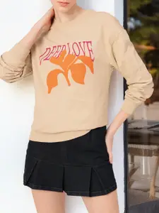 DressBerry Chic Charm Printed Cotton Terry Relaxed Fit Sweatshirt