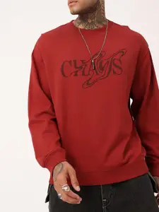 Kook N Keech Typography Printed Cotton Terry Relaxed Fit Sweatshirt