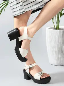Carlton London Women Backstrap Block Buckles Sandals Heels