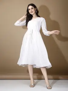 Fashion Basket Self Design Georgette A-Line Midi Dress