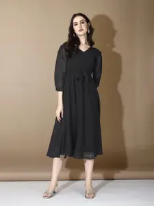 Fashion Basket Georgette Fit and Flare Midi Dress