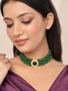 Silvermerc Designs Gold Plated Layered Kundan Necklace