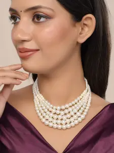 Silvermerc Designs Gold Plated Pearls Layered Necklace