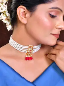 Silvermerc Designs Gold-Plated Kundan Studded Brass Necklace