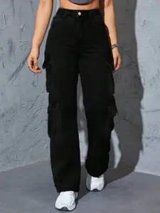 Next One Women Smart Wide Leg High- Rise Stretchable Cargo Jeans