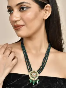Silvermerc Designs Gold-Plated Kundan Studded & Pearls Beaded Layered Necklace
