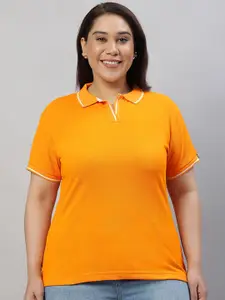 Wear Your Opinion Women Solid Polo Collar Tipped Tshirt