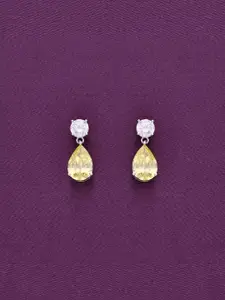 KAI JEWEL Rhodium-Plated 925 Sterling Silver Cubic Zirconia Studdded Drop Earrings