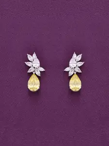 KAI JEWEL Rhodium Plated Cubic Zirconia Sterling Silver Drop Earrings