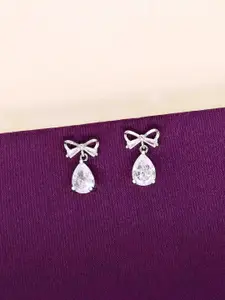 KAI JEWEL Rhodium-Plated 925 Sterling Silver Cubic Zirconia Studdded Studs Earrings