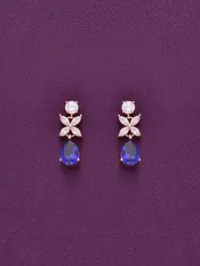 KAI JEWEL Rose Gold Plated Cubic Zirconia Sterling Silver Drop Earrings