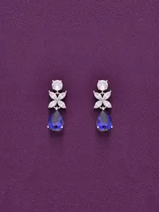 KAI JEWEL Rhodium Plated Cubic Zirconia Sterling Silver Drop Earrings