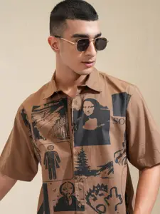 HIGHLANDER Men Abstract Printed Boxy Opaque Casual Shirt