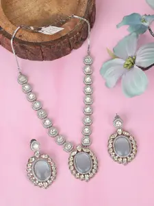 AURAA TRENDS Rhodium-Plated AD-Studded Necklace and Earrings