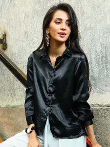 PINACOLADA Women Relaxed Fit Solid Satin Casual Shirt