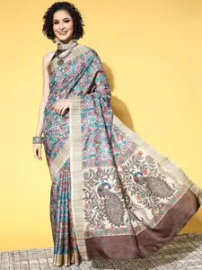 Anouk Silk Blend Ethnic Motifs Festive Celebrity Saree