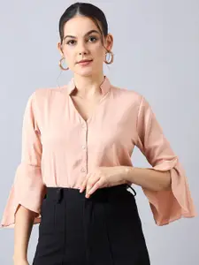 Style Quotient Women Smart Spread Collar Solid Polyester Casual Shirt
