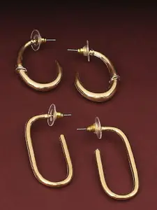 OOMPH Set of 2 Geometric Half Hoop Earrings