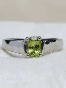 Exotic India Faceted Peridot Oval Shape Sterling Silver Ring