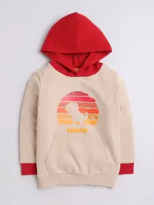 BUMZEE Boys Printed Full Sleeves Cotton Hooded Sweatshirt