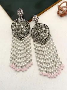 ABDESIGNS Silver Plated Artificial Beads Greman Silver Drop Earrings