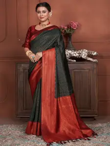Anouk Striped Woven Design Zari Kanjeevaram Saree