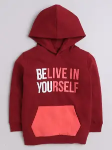 BUMZEE Boys Typography Printed Hooded Sweatshirt