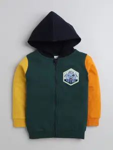 BUMZEE Boys Colourblocked Hooded Sweatshirt