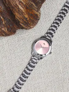 DressBerry Women Brass Embellished Dial & Stainless Steel Bracelet Style Straps Analogue Watch DB102