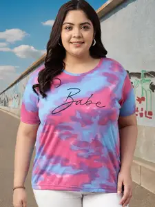 JUNEBERRY Women Abstract Printed Round Neck Pure Cotton Tshirt