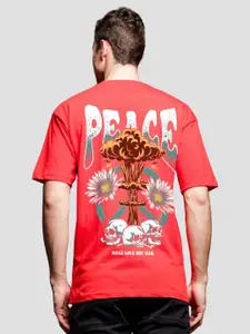 ADRO Men Graphic Printed Drop-Shoulder Sleeves Cotton Oversized T-Shirt