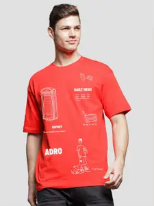 ADRO Men Graphic Printed Round Neck Cotton Oversized T-Shirt