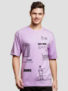 ADRO Men Graphic Printed Drop-Shoulder Sleeves Cotton Oversized T-Shirt
