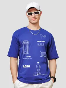 ADRO Men Graphic Printed Drop-Shoulder Sleeves Cotton Oversized T-Shirt