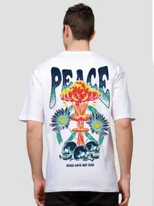 ADRO Men Graphic Printed Drop-Shoulder Sleeves Cotton Oversized T-Shirt