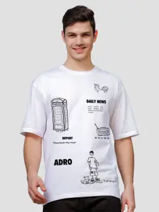ADRO Men Graphic Printed Round Neck Cotton Oversized T-Shirt