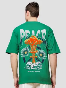 ADRO Men Graphic Printed Round Neck Cotton Oversized T-Shirt