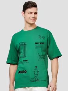 ADRO Men Graphic Printed Round Neck Cotton Oversized T-Shirt