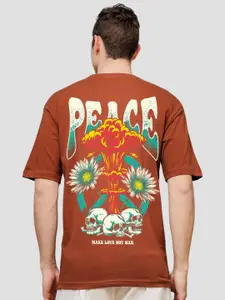 ADRO Men Graphic Printed Drop-Shoulder Sleeves Cotton Oversized T-Shirt