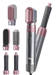 Ktein KT5IOS4 5-in-1 Hot Air Hair Styler with Straightening & Curling Brushes - Silver