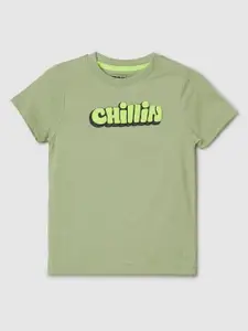 max Boys Typography Printed Applique T-shirt