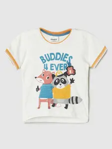 max Boys Typography Printed Applique T-shirt
